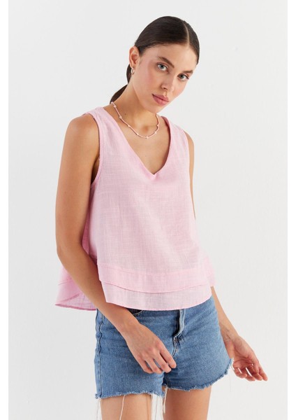 Keten Bluz Pembe fırsatları