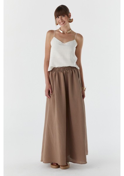 Cepli Modal Kumaş Etek Bej fiyatları