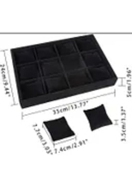 Gri Süet 12 Yastıklı Çekmeceli Takı ve Saat Kutusu modelleri