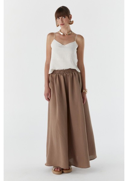 Cepli Modal Kumaş Etek Bej modelleri