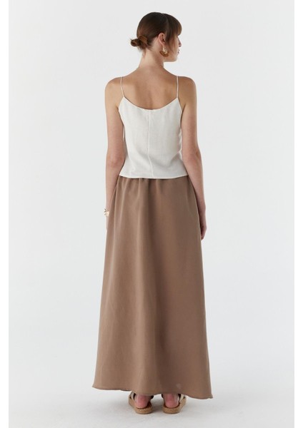 Cepli Modal Kumaş Etek Bej indirimleri