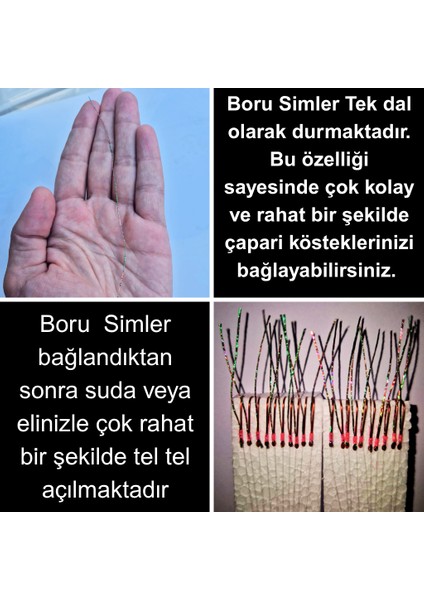 Hazır Çapari Kombini Boru Sim Ultraviyole Uv Neon Koyu Yeşil - Kırmızı Makara