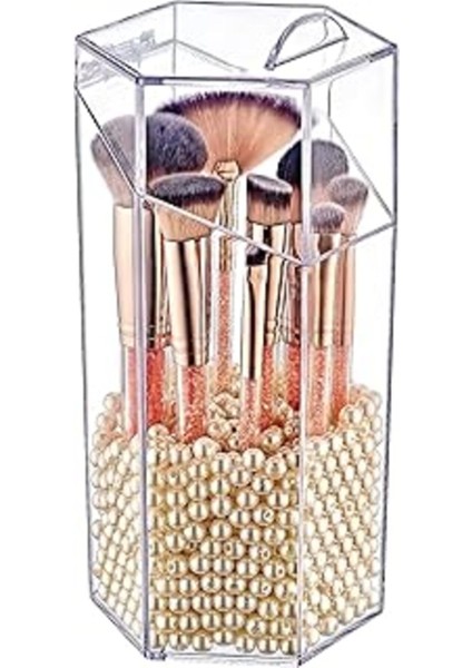 Turuncu Kapaklı Makyaj Fırça ve Aksesuar Düzenleyici Organizer