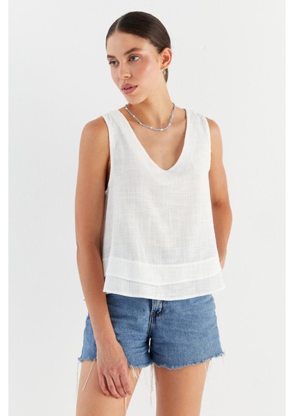 Keten Bluz Beyaz fırsatları