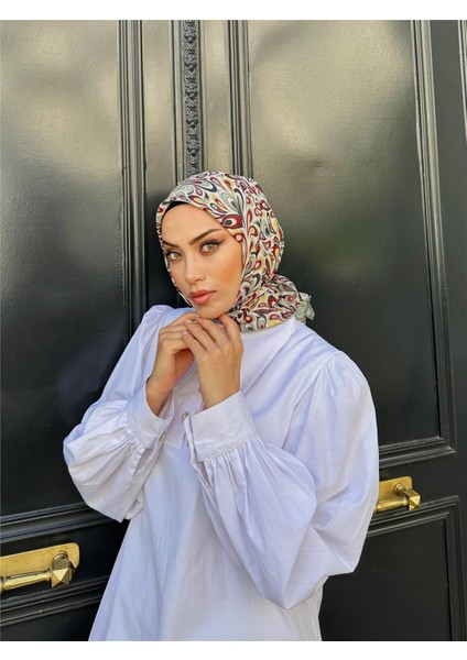 Relax Ebruli Soft Eşarp Su Yeşili Beyaz 1147-06