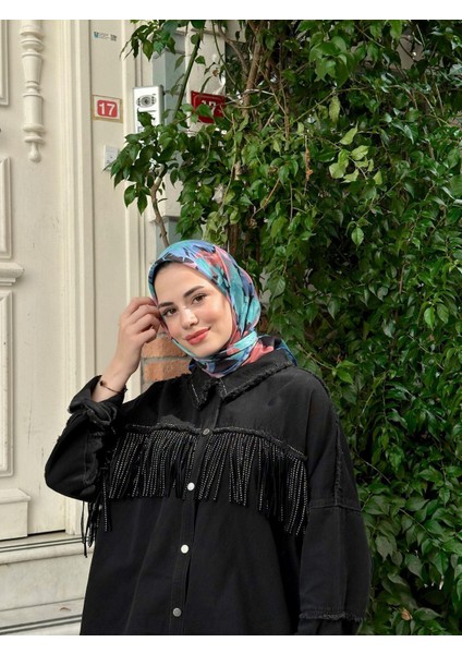 Pera Soft Eşarp Siyah Mavi 1148-17