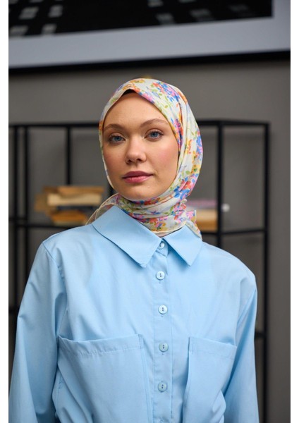 Harmony Collection Soft Eşarp Bej Gök Mavi 1177-11