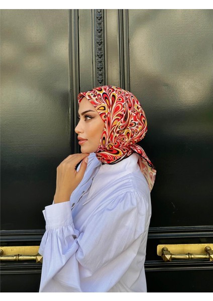 Relax Ebruli Soft Eşarp Kırmızı Beyaz 1147-15 fiyatları