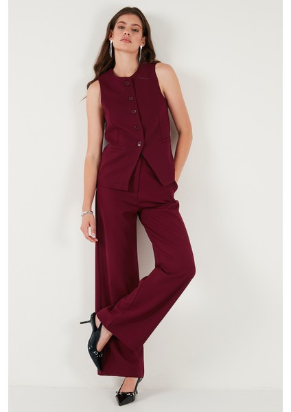 Wide Leg Orta Yüksek Bel Bol Paça Kumaş Pantolon Bayan Pantolon 6522974 modelleri