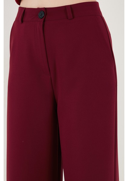 Wide Leg Orta Yüksek Bel Bol Paça Kumaş Pantolon Bayan Pantolon 6522974 fırsatları
