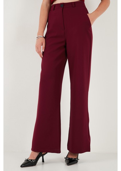 Wide Leg Orta Yüksek Bel Bol Paça Kumaş Pantolon Bayan Pantolon 6522974 indirimleri