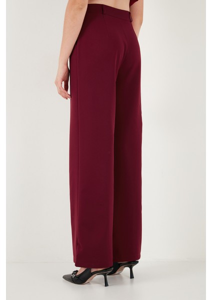 Wide Leg Orta Yüksek Bel Bol Paça Kumaş Pantolon Bayan Pantolon 6522974