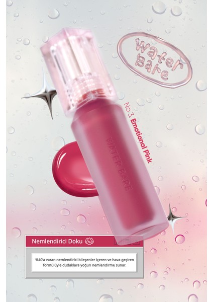 Doğal Tonlarda, Uzun Süre Kalıcı, Işıltılı Tint PERIPERA Water Bare Tint (03 Emotional Pink)