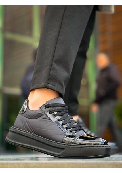 J-X46 Bağcıklı Ortopedik Taban Günlük Paraşüt Kumaş Rugan Erkek Spor Sneaker Ayakkabı St Siyah modelleri