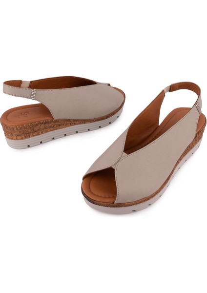 Modern Rahat Deri Yumuşak Sandalet Gri 8094 indirimleri