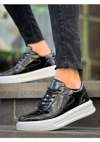 J-X8 Bağcıklı Ortopedik Taban Günlük Rugan Erkek Spor Sneaker Ayakkabı Bt Siyah modelleri