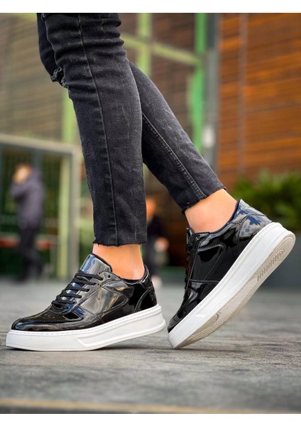 J-X8 Bağcıklı Ortopedik Taban Günlük Rugan Erkek Spor Sneaker Ayakkabı Bt Siyah fırsatları