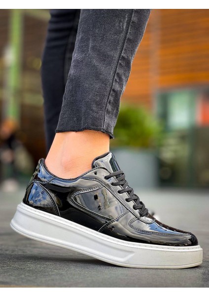 J-X8 Bağcıklı Ortopedik Taban Günlük Rugan Erkek Spor Sneaker Ayakkabı Bt Siyah indirimleri