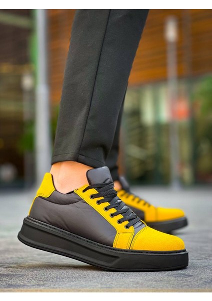 J-X46 Bağcıklı Ortopedik Taban Günlük Paraşüt Kumaş Erkek Spor Sneaker Ayakkabı St Sarı/siyah modelleri