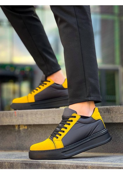 J-X46 Bağcıklı Ortopedik Taban Günlük Paraşüt Kumaş Erkek Spor Sneaker Ayakkabı St Sarı/siyah indirimleri