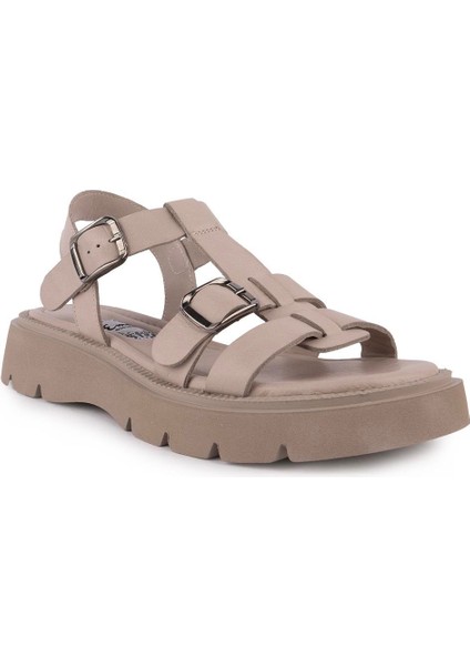 Hakiki Deri Günlük Bantlık Geniş Taban Sandalet 1041 Gri fiyatları