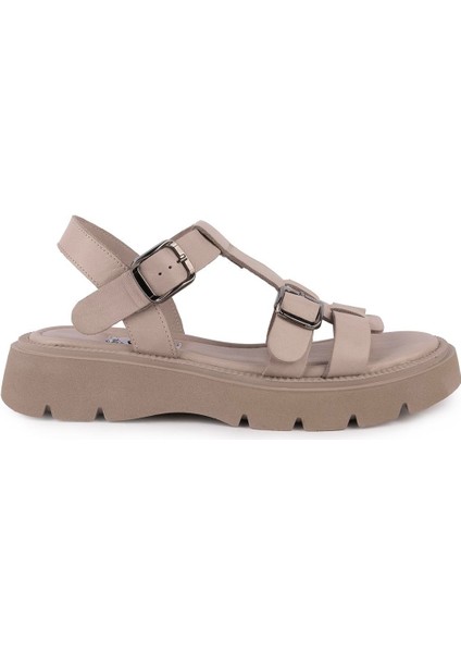Hakiki Deri Günlük Bantlık Geniş Taban Sandalet 1041 Gri indirimleri