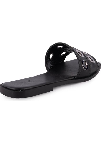 Floxer Modern Zımbalı Düz Terlik Siyah 8251 modelleri