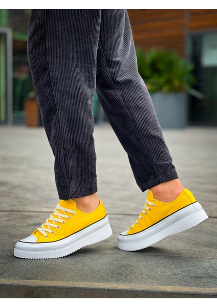 J-Cx-3 Bağcıklı Ortopedik Rahat Taban Kısa Erkek Sneaker Spor Ayakkabı Bt Sarı fırsatları