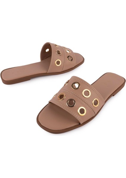 Floxer Modern Zımbalı Düz Terlik Nude 8251 indirimleri