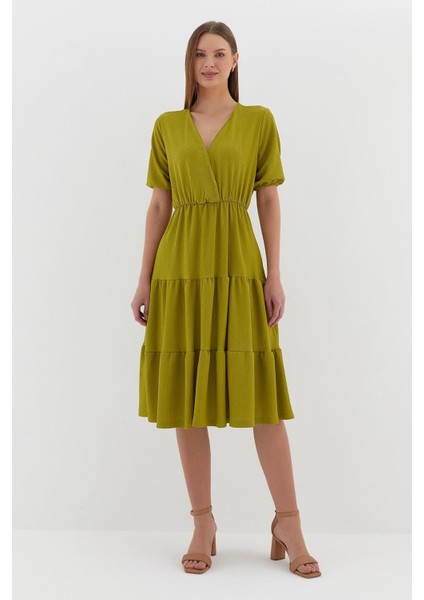 Kısa Kol Midi Elbise Yag Yesılı fiyatları