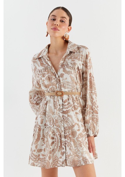 Hasır Kemerli Mini Elbise Murdum