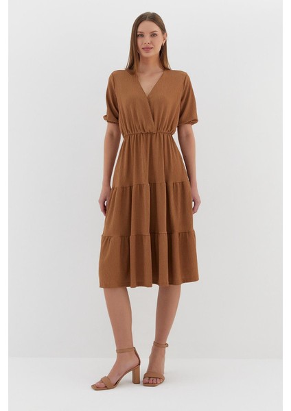 Kısa Kol Midi Elbise Bıskuvı