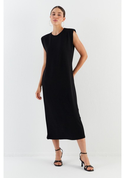 Basic Vatkalı Elbise Sıyah