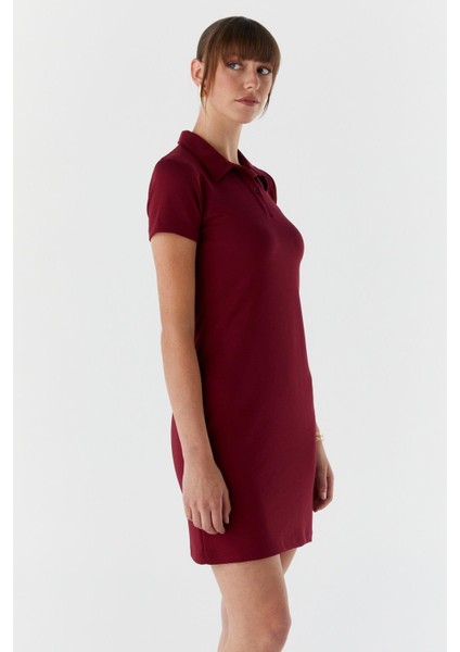 Polo Yaka Elbise Bordo fırsatları