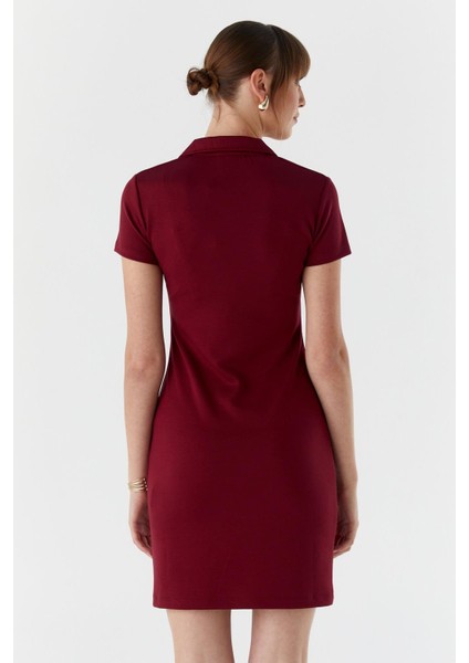 Polo Yaka Elbise Bordo indirimleri