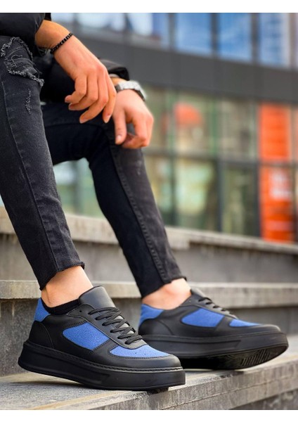 J-X8 Bağcıklı Ortopedik Taban Günlük Cilt Süet Erkek Spor Sneaker Ayakkabı St Siyah/mavi fiyatları