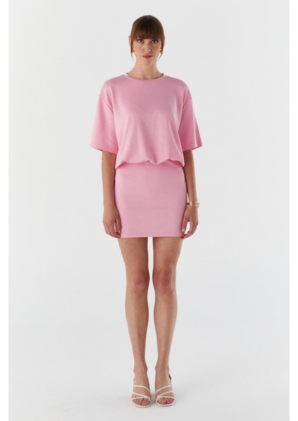 Beli Lastikli Elbise Pembe modelleri