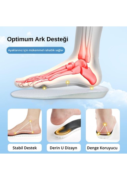 Tam Ortopedik Darbe Emici Spor Iç Tabanlık, Koşu, Yürüyüş ve Iş Için Rahat Ayakkabı Tabanı, 1 Çift modelleri