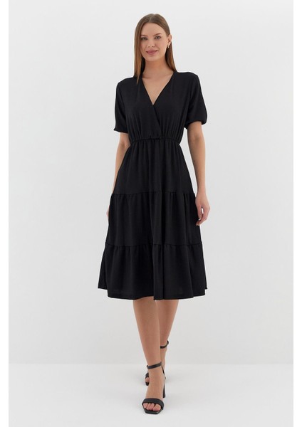 Kısa Kol Midi Elbise Sıyah modelleri