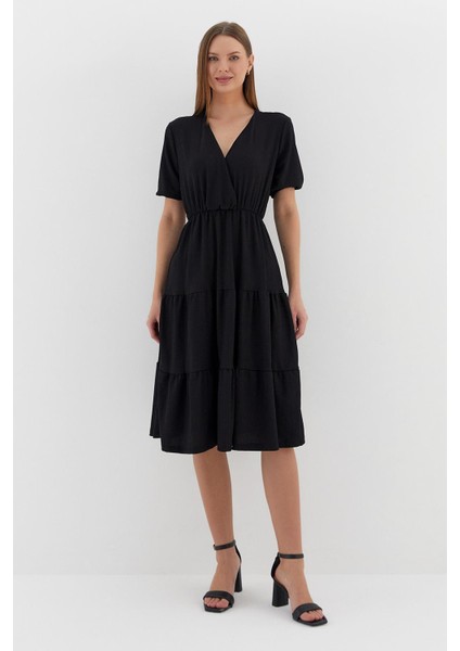 Kısa Kol Midi Elbise Sıyah fırsatları