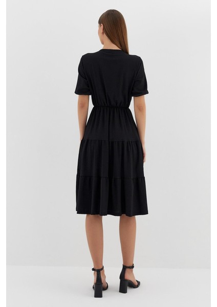 Kısa Kol Midi Elbise Sıyah indirimleri