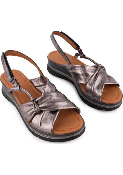Hakiki Deri Rahat Günlük Sandalet Bronz 8066