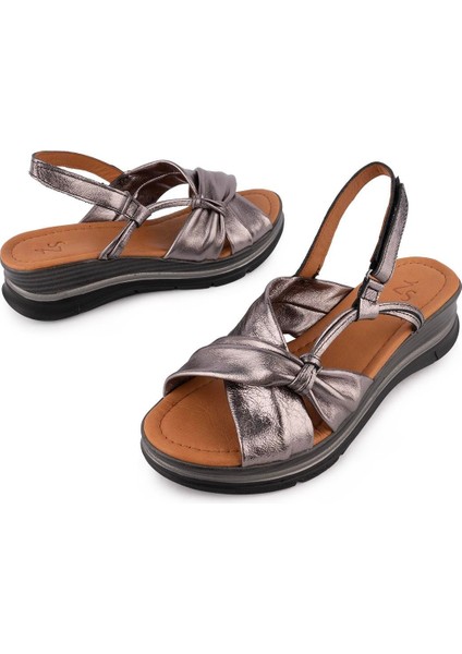 Hakiki Deri Rahat Günlük Sandalet Bronz 8066 indirimleri