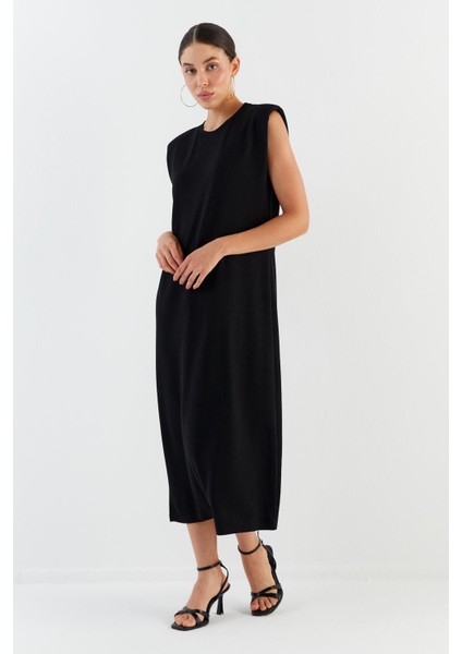 Basic Vatkalı Elbise Sıyah modelleri