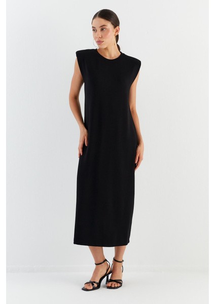 Basic Vatkalı Elbise Sıyah fırsatları
