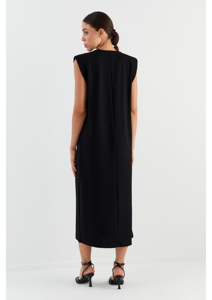 Basic Vatkalı Elbise Sıyah indirimleri