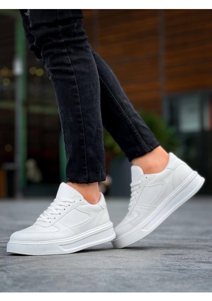 J-X8 Bağcıklı Ortopedik Taban Günlük Cilt Erkek Spor Sneaker Ayakkabı Bt Beyaz modelleri