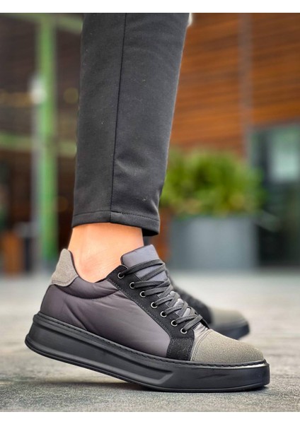 J-X46 Bağcıklı Ortopedik Taban Günlük Paraşüt Kumaş Erkek Spor Sneaker Ayakkabı St Siyah/gri fırsatları