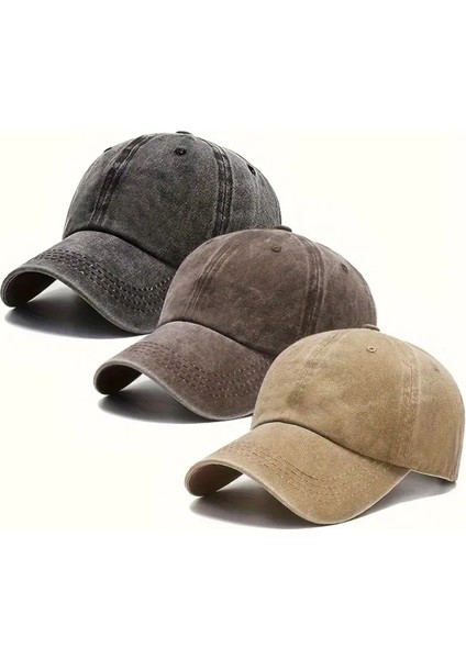 3'lü Vintage Baseball Şapka Seti – Düşük Profilli, Unisex, Ayarlanabilir Tasarım