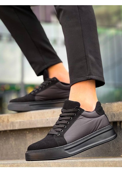J046 Bağcıklı Ortopedik Taban Günlük Paraşüt Kumaş Süet Erkek Spor Sneaker Ayakkabı St Siyah modelleri